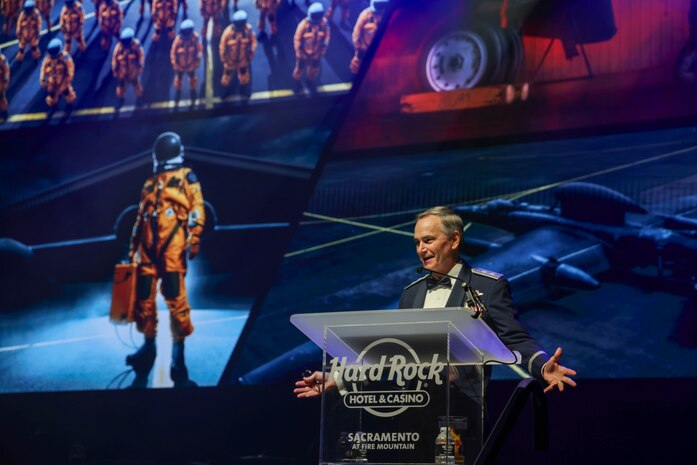 U.S. Air Force Maj. Gen. (ret.) H.D. "Jake" Polumbo was the guest speaker during the Beale Air Force Ball 2024 commemorating the 77th birthday of the U.S. Air Force at Wheatland, California, September 12, 2024.