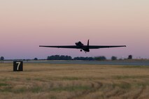 A U.S. Air Force 99th Reconnaissance Squadron TU-2S Dragon lady performs takes off at sunset on Beale Air Force Base, California, Aug. 15, 2024.