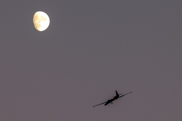 A U.S. Air Force 99th Reconnaissance Squadron TU-2S Dragon Lady performs touch-and-goes at dusk on Beale Air Force Base, California, Aug. 15, 2024.