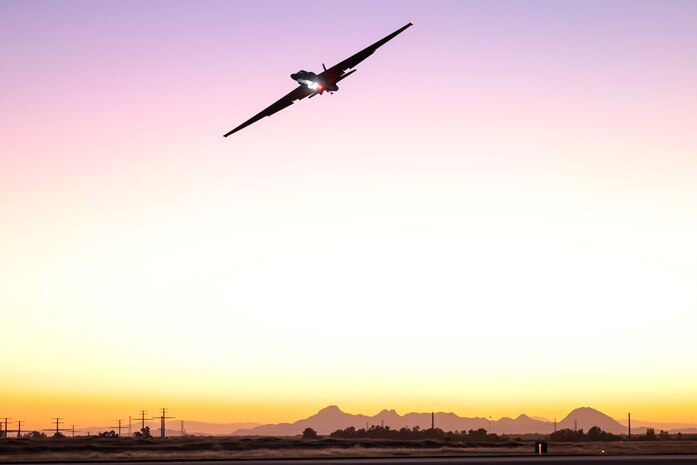 A U.S. Air Force 99th Reconnaissance Squadron TU-2S Dragon Lady performs touch-and-goes at dusk on Beale Air Force Base, California, Aug. 15, 2024.