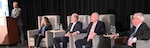 Andew Lochli - Defense Counterintelligence and Security Agency (DCSA) assistant director for Counterintelligence and Insider Threat - moderates the Law Enforcement and Counterintelligence panel at the DCSA National Insider Threat Awareness Month Conference on Sept. 9 in Crystal City, Va.
