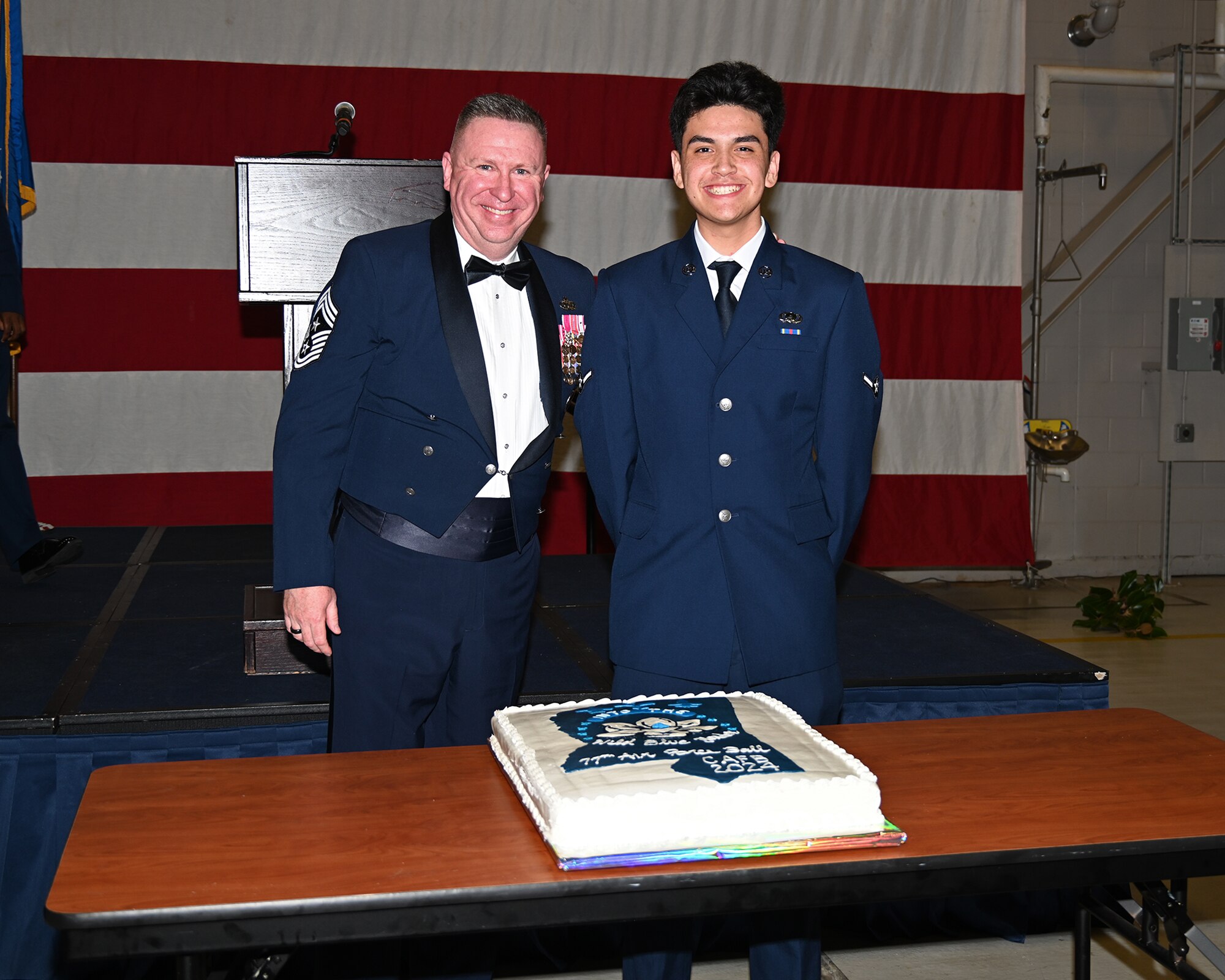 Chief Bickley and Airman pose for picture.