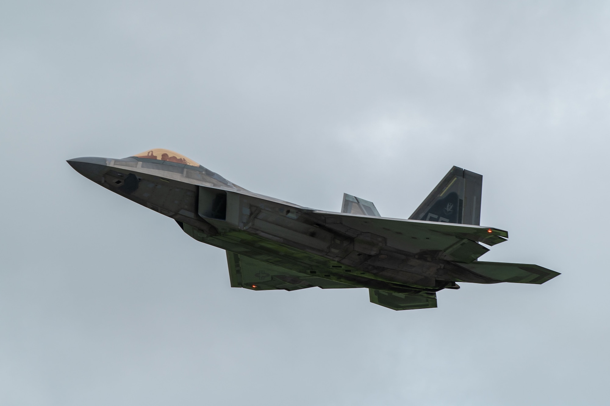 2.	A U.S. Air Force F-22A Raptor assigned to the 1st Fighter Wing, Joint Base Langley-Eustis,  Virginia,  departs for exercise Southern Beach at Kadena Air Base, Japan, Sept. 19, 2024. Kadena routinely conducts exercises as they are critical to deterring aggression and maintaining a free and open Indo-Pacific.  (U.S. Air Force photo by Senior Airman Luis E. Rios Calderon)