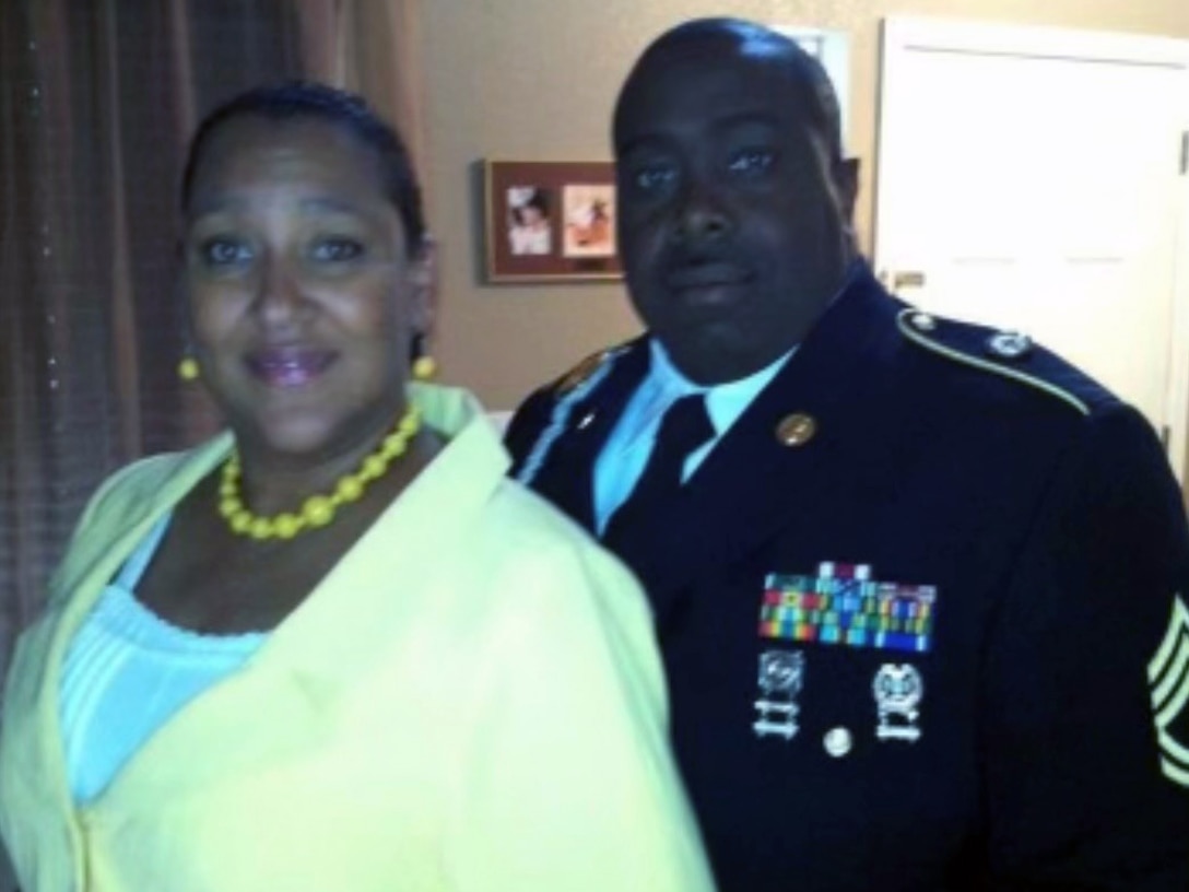 Platoon Sgt. Kenneth Tate with his wife, Stephanie.
