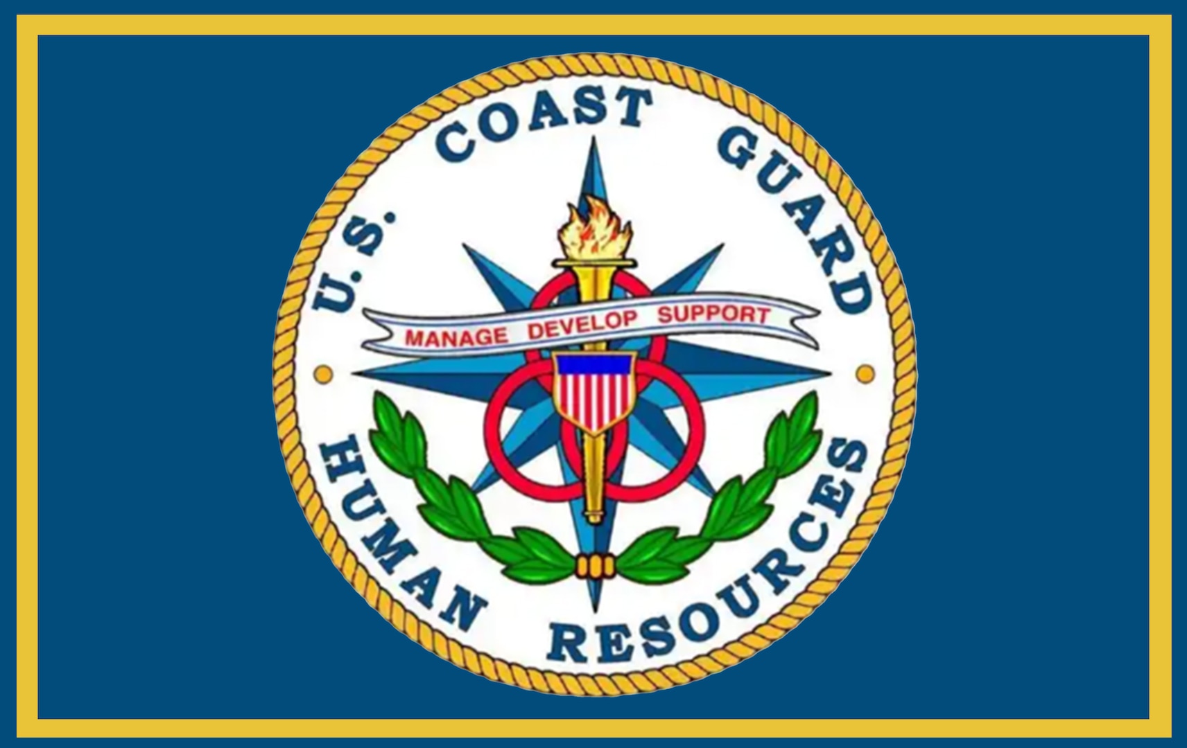 Emblem of the U.S. Coast Guard Office of Human Resources on a subdued blue background