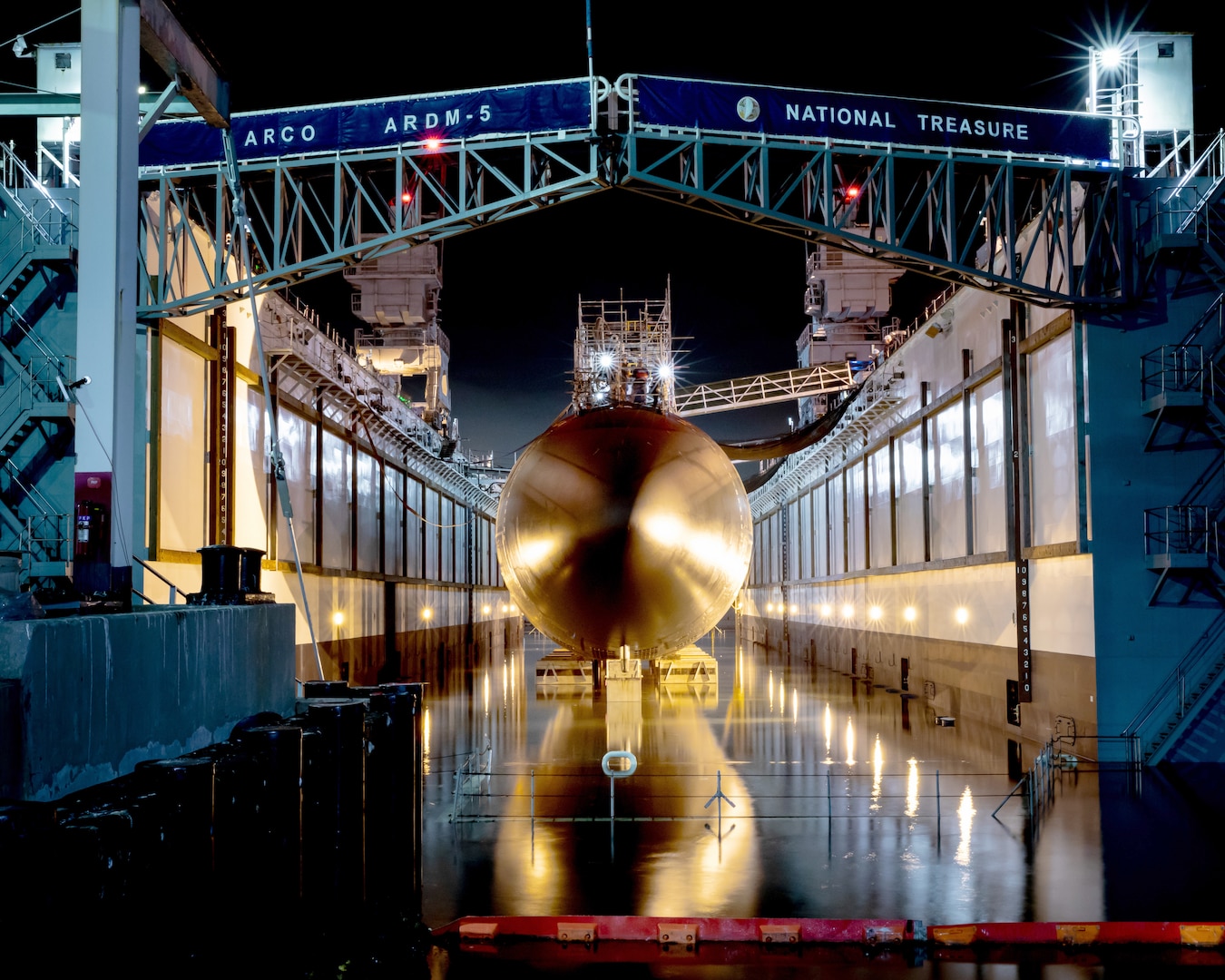 The Los Angeles-class fast-attack submarine USS Scranton (SSN 756) prepares to depart the floating dry dock ARCO (ARDM 5) at Naval Base Point Loma, California, Sept. 4, 2024. Scranton is part of Commander, Submarine Squadron 11, home to five Los Angeles-class fast-attack submarines, which are capable of supporting various missions, including: anti-submarine warfare; anti-ship warfare; strike warfare; and intelligence, surveillance, and reconnaissance. ARCO is a medium auxiliary floating dry dock for repair and is a CSS-11 asset under the operational control of Commander, Submarine Force, U.S. Pacific Fleet. (U.S. Navy photo by Mass Communication Specialist 1st Class Aaron T. Smith)