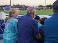 Peggy O'Malley, Wheatland Union High School (WUHS) alumna, attends a WUHS football game in Wheatland, California, Sept. 20, 2024.