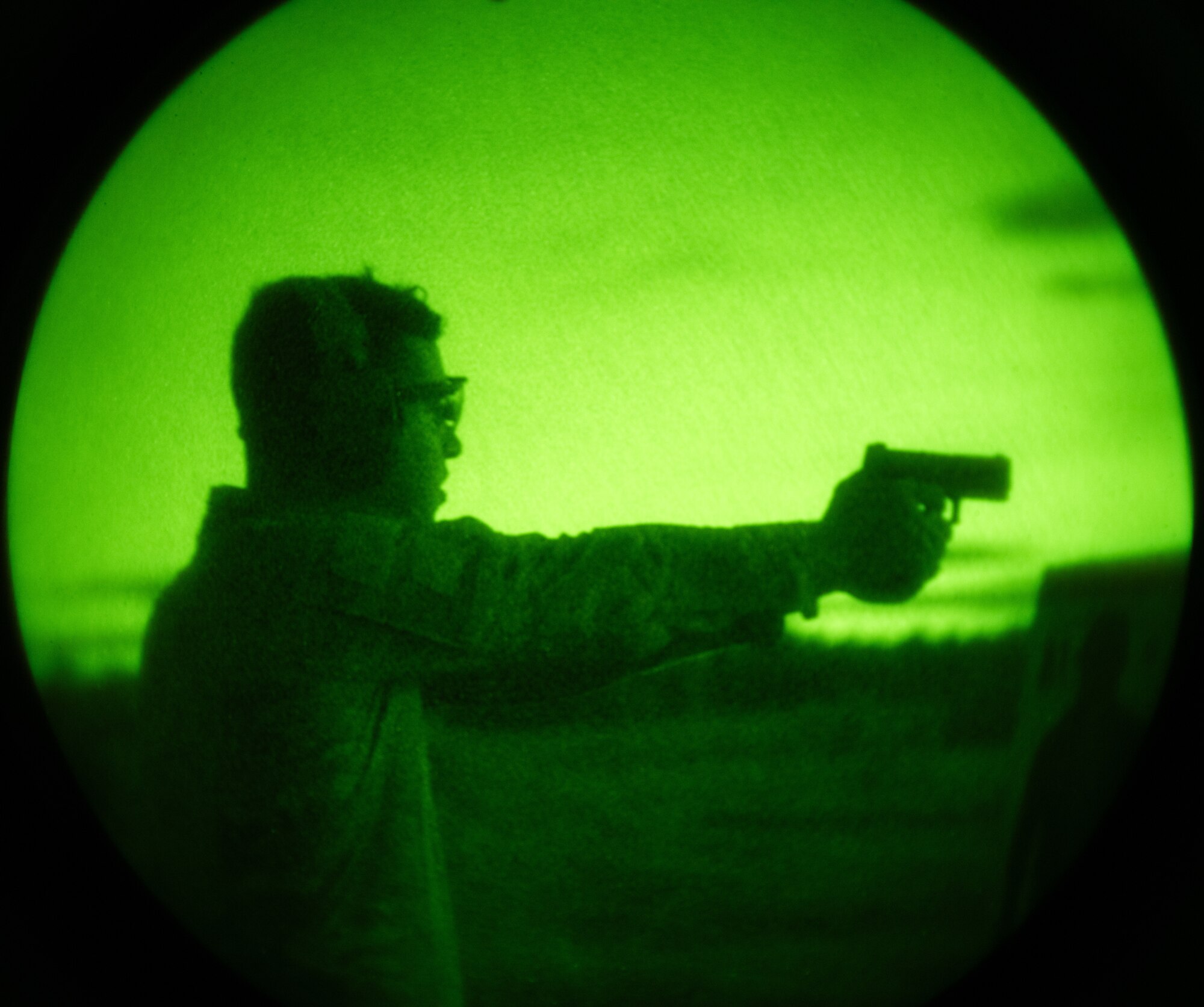 A U.S. Airman assigned to the 1st Special Operations Support Squadron Mission Sustainment Team fires at a night range exercise at Eglin Air Force Base, Florida, Aug. 27, 2024.