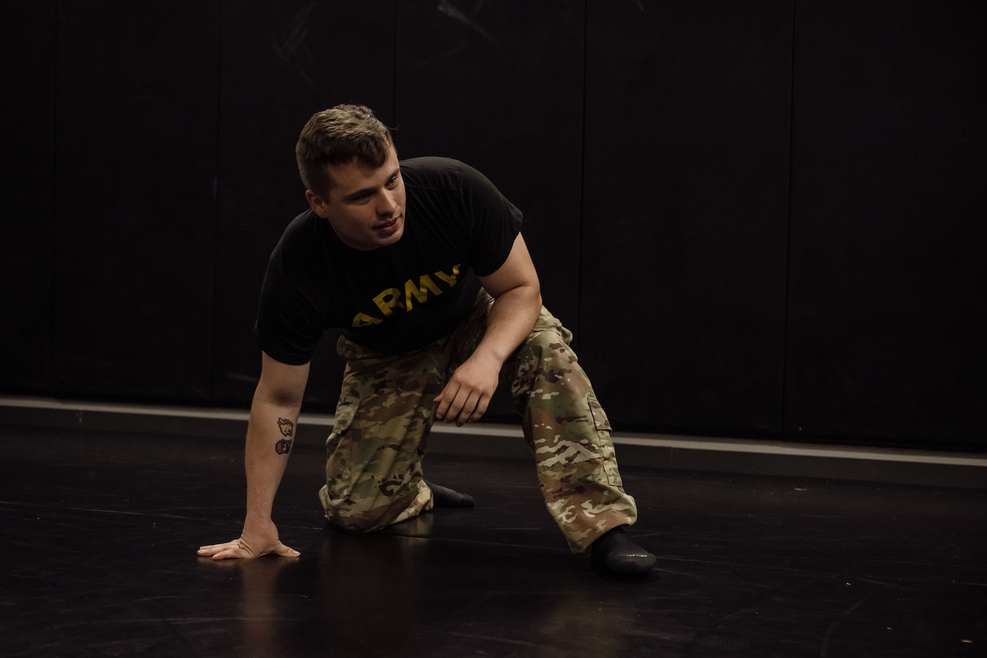 Male soldier poses