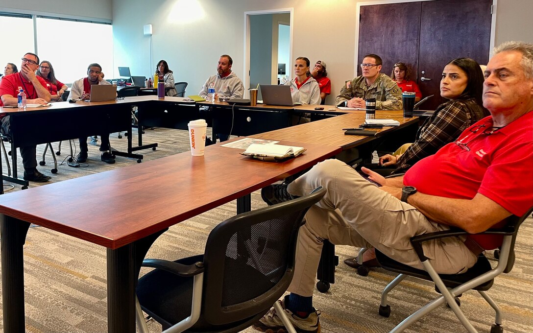 The Jacksonville District Emergency Management Team briefs Col. Brandon Bowman during today's Commander's Update Brief on Tropical Storm Helene. The Emergency Operations Center is fully operational and preparing for the pending storm.