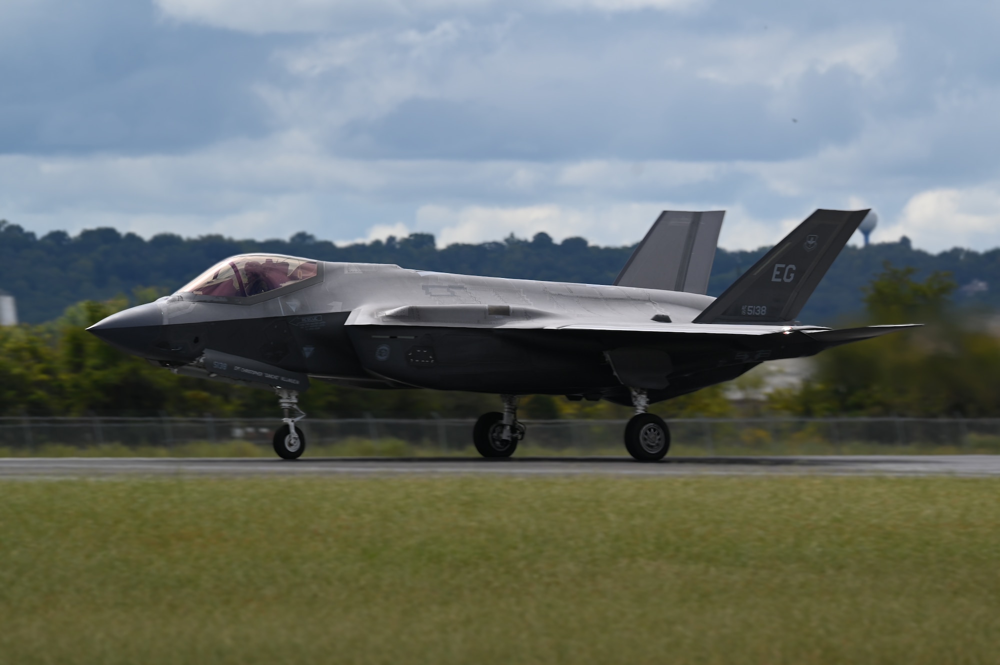 An F-35A Lightning II takes off during an Agile Combat Employment exercise at Ebbing Air National Guard Base, Arkansas, Sept. 16, 2024.