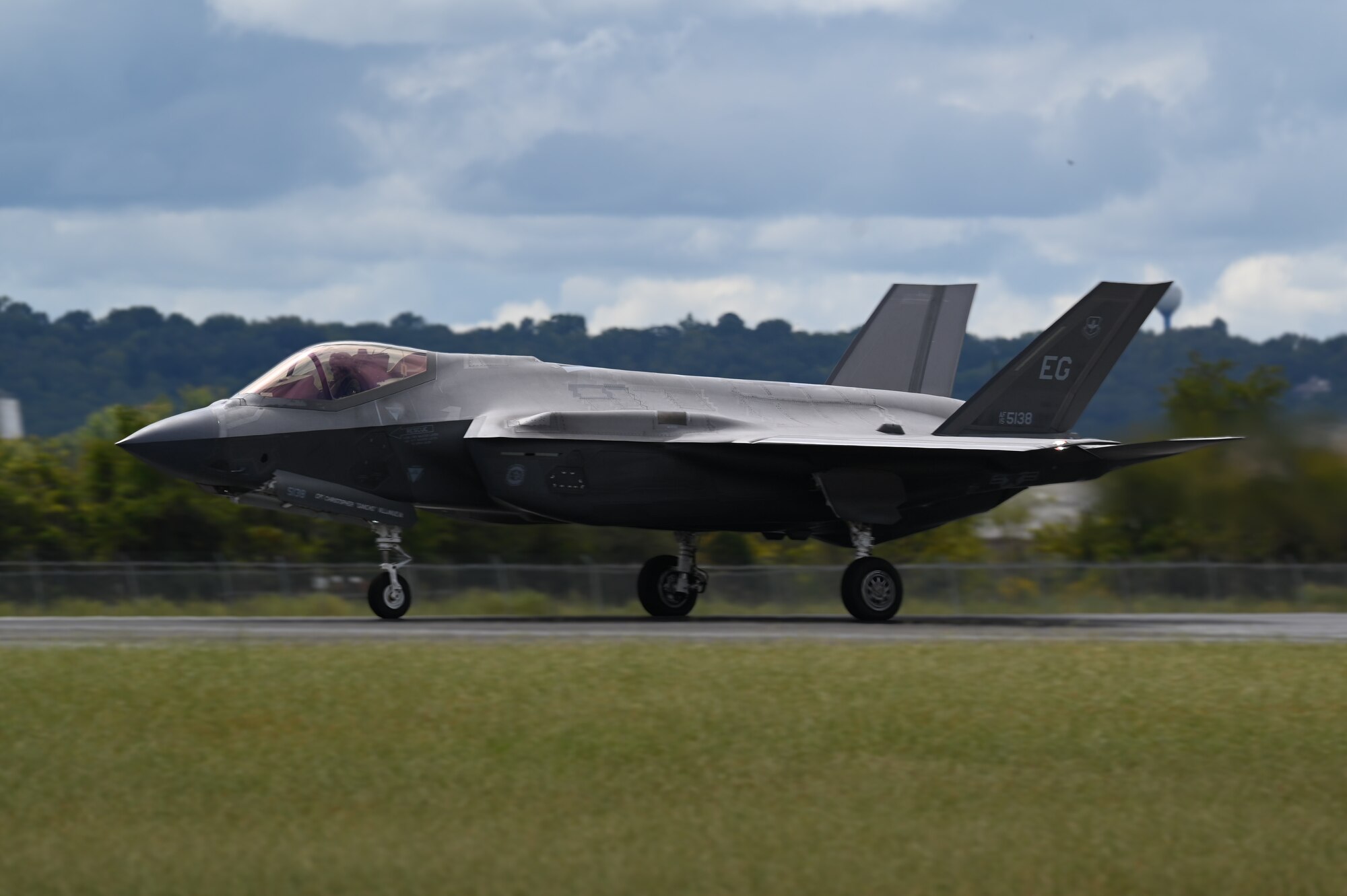 An F-35A Lightning II takes off during an Agile Combat Employment exercise at Ebbing Air National Guard Base, Arkansas, Sept. 16, 2024.