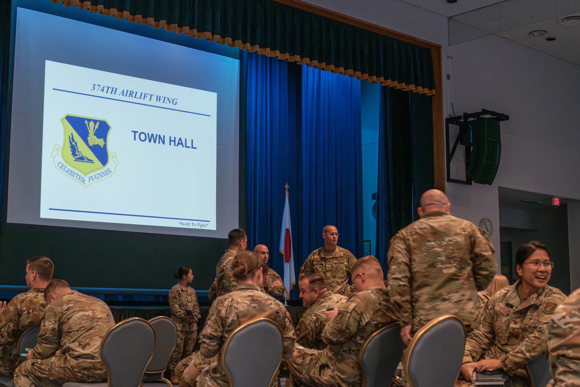 Team Yokota members gather for a town hall.