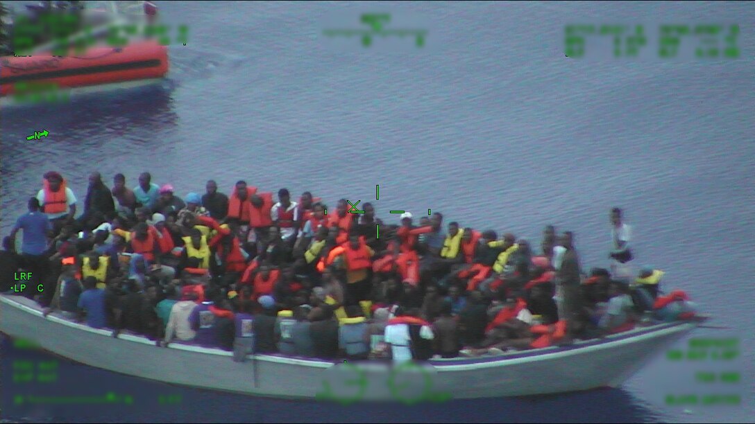 Law enforcement small boat crews from Coast Guard Cutter William Trump intercept a migrant vessel 60 miles south of Turks and Caicos Islands, Sept. 22, 2024. The migrants were repatriated to Cap-Haitien, Haiti, Sept. 27, 2024 following the interdiction. (U.S. Coast Guard photo)