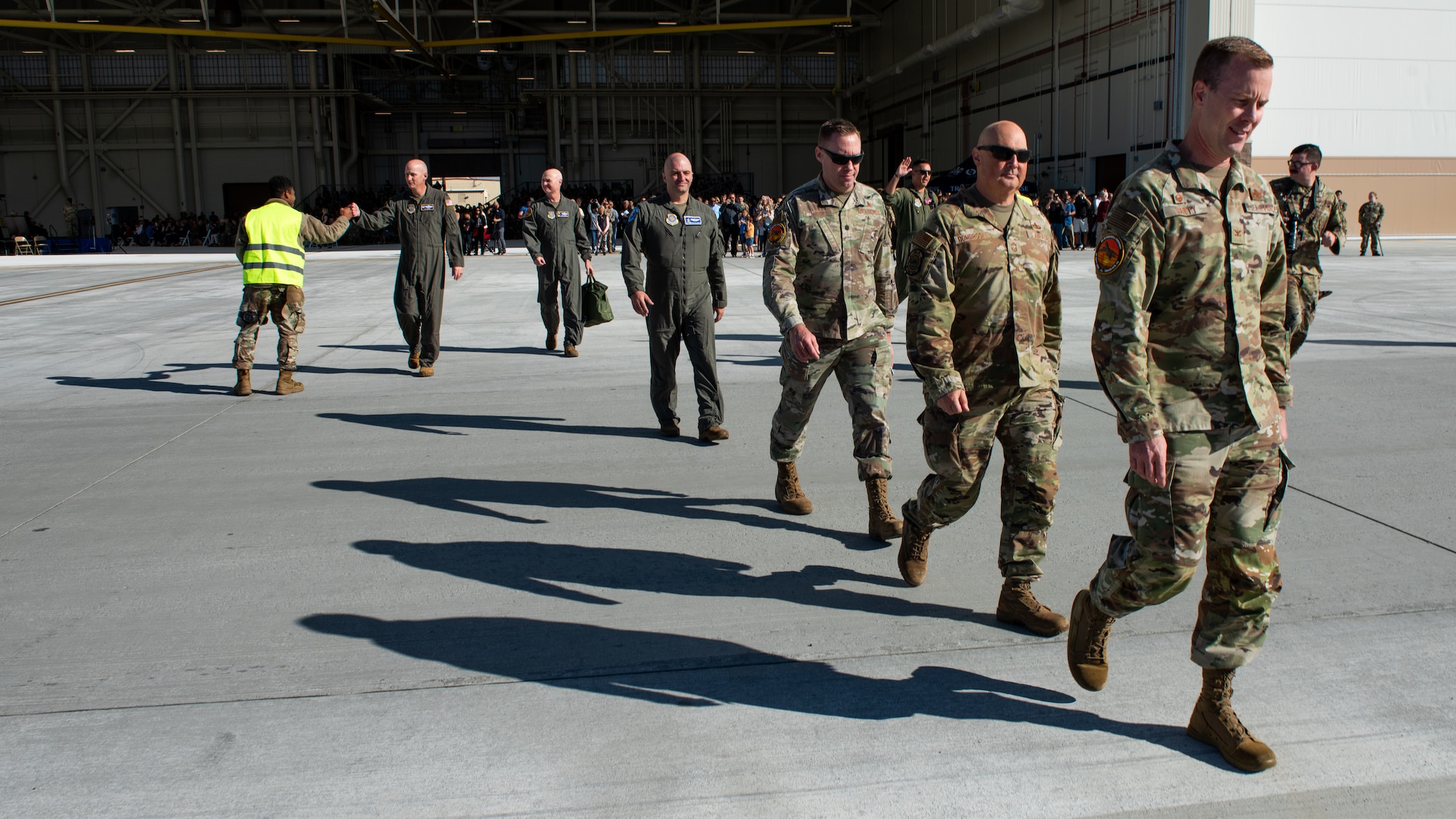 Aircrew walks to aircraft