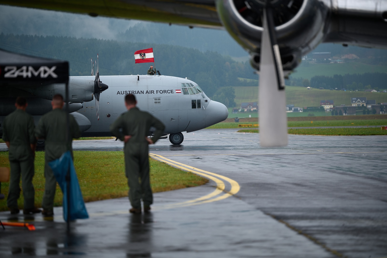 Photo of a C-130 Hercules from the Austrian Air Force puts on a demonstration during Airpower, the largest air show in Europe, Hinterstoisser Air Base, Zeltweg, Austria, Sept. 6, 2024.