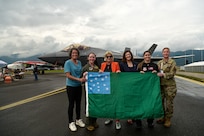 A photo of Kristina Von Trapp, granddaughter of Maria Von Trapp; Capt. Kelsey "Ice" Flannery, an F-35 pilot with the Vermont Air National Guard's 158th Fighter Wing; Klaudia Tanner, Minister of Defense of Austria; Victoria Kennedy, the U.S. ambassador to Austria; Capt. Melanie “MACH” Kluesner, F-35 Demo Team pilot; Command Chief Master Sgt. Jillian Rolla, Vermont state command chief; meeting at one of the 158th's F-35A Lightning IIs on display during Airpower, the largest air show in Europe, Hinterstoisser Air Base, Zetlweg, Austria, Sept. 6, 2024.