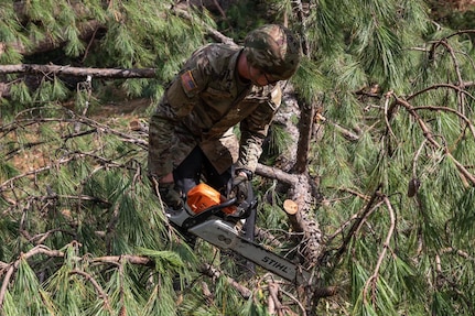 Georgia National Guard route clearance teams, including Georgia State Defense Force, Georgia Emergency Management and Homeland Security Agency and state and local agencies, worked to clear roads and ensure that residents and businesses impacted by Hurricane Helene received essential supplies.