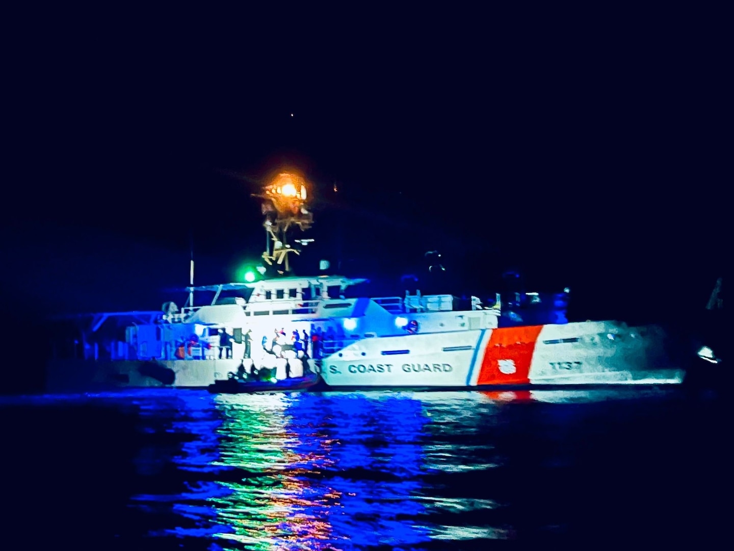 Coast Guard law enforcement crews from Station South Padre Island and Coast Guard Cutter Edgar Culbertson interdict 5 lanchas illegally fishing in federal waters off southern Texas, Sept. 29, 2024. The crews, in coordination with a Coast Guard Sector/Air Station Corpus Christi aircrew, located and stopped the lanchas with a total of 23 Mexican fishermen and 900 pounds of fish on board. (U.S. Coast Guard photo, courtesy Station South Padre Island)