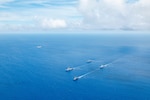 A Royal Australian Air Force P-8A Poseidon aircraft conducts a fly-over of Philippine Navy ships BRP Antonio Luna, BRP Emilio Jacinto, Japan Maritime Self-Defense Force ship JS Sazanami, United States Navy ship USS Howard, Royal New Zealand Navy ship HMNZS Aotearoa and Royal Australian Navy ship HMAS Sydney during a Maritime Cooperative Activity in the South China Sea. *** Local Caption *** A Multilateral Maritime Cooperative Activity (MCA) occurred off the coast of Northern Luzon within the Philippines' Exclusive Economic Zone on 28 September 2024. The activity included Royal Australian Navy vessel HMAS Sydney with its embarked helicopter, a Royal Australian Air Force P-8A Poseidon maritime patrol aircraft, Royal New Zealand Navy HMNZS Aotearoa with its embarked helicopter, Philippine Navy vessels BRP Antonio Luna with its embarked helicopter and BRP Emilio Jacinto, Japan Maritime Self-Defense Force vessel JS Sazanami with its embarked helicopter, and United States Navy vessel USS Howard with its embarked helicopter.

The MCA demonstrates a shared commitment to transparently promote and strengthen regional and international cooperation in support of an open and inclusive Indo-Pacific, and uphold the right to freedom of navigation and overflight in accordance with international law, particularly the United Nations Convention on the Law of the Sea.