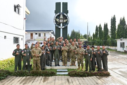 Members of the Hawaii Army National Guard and Philippine Air Force gather together for the Rotary Wing Aviation Maintenance and Standardization Subject Matter Expert Exchange at Brig. Gen. Benito N. Ebuen Air Base, Lapu-Lapu, Philippines Sept. 16, 2024.