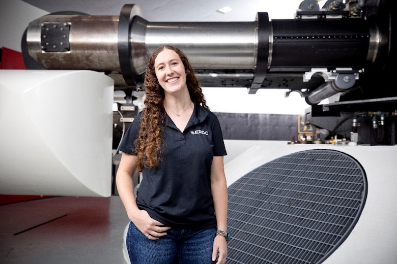 Research Civil Engineer Joelle Westcott with the Geotechnical Structures Laboratory at the U.S. Army Engineer Research and Development Center was awarded the SMART CREATES Collaboration Innovation Award. (photo by Jared Eastman)
