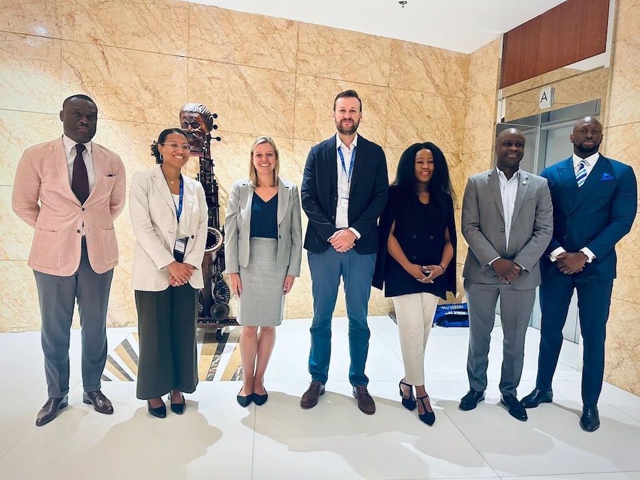 Sarah Gamberini, Senior Policy Fellow at the Center for the Study of Weapons of Mass Destruction, is pictured with colleagues from the Africa Center for Strategic Studies.