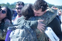 Gov. Tony Evers and senior Wisconsin Army National Guard leaders joined family and friends at a sendoff ceremony for more than 300 Soldiers Sept. 28, 2024, at Volk Field Air National Guard Base, Camp Douglas, Wis. The Soldiers, part of the 1st Battalion, 128th Infantry Regiment, the 1st Battalion, 120th Field Artillery Regiment, the 132nd Brigade Support Battalion and the 457th Chemical Company, will deploy to the U.S. Central Command in Southwest Asia and U.S. Africa Command, Horn of Africa.