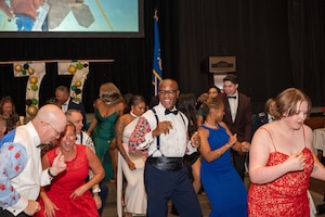 U.S. Chief Master Sergeant Antonio Cooper, 337th Air Base Wing command chief master sergeant, dominates the dance floor at the 77th Annual Air Force Ball, at Sandia Resort and Casino, on Sept. 28, Albuquerque N.M.