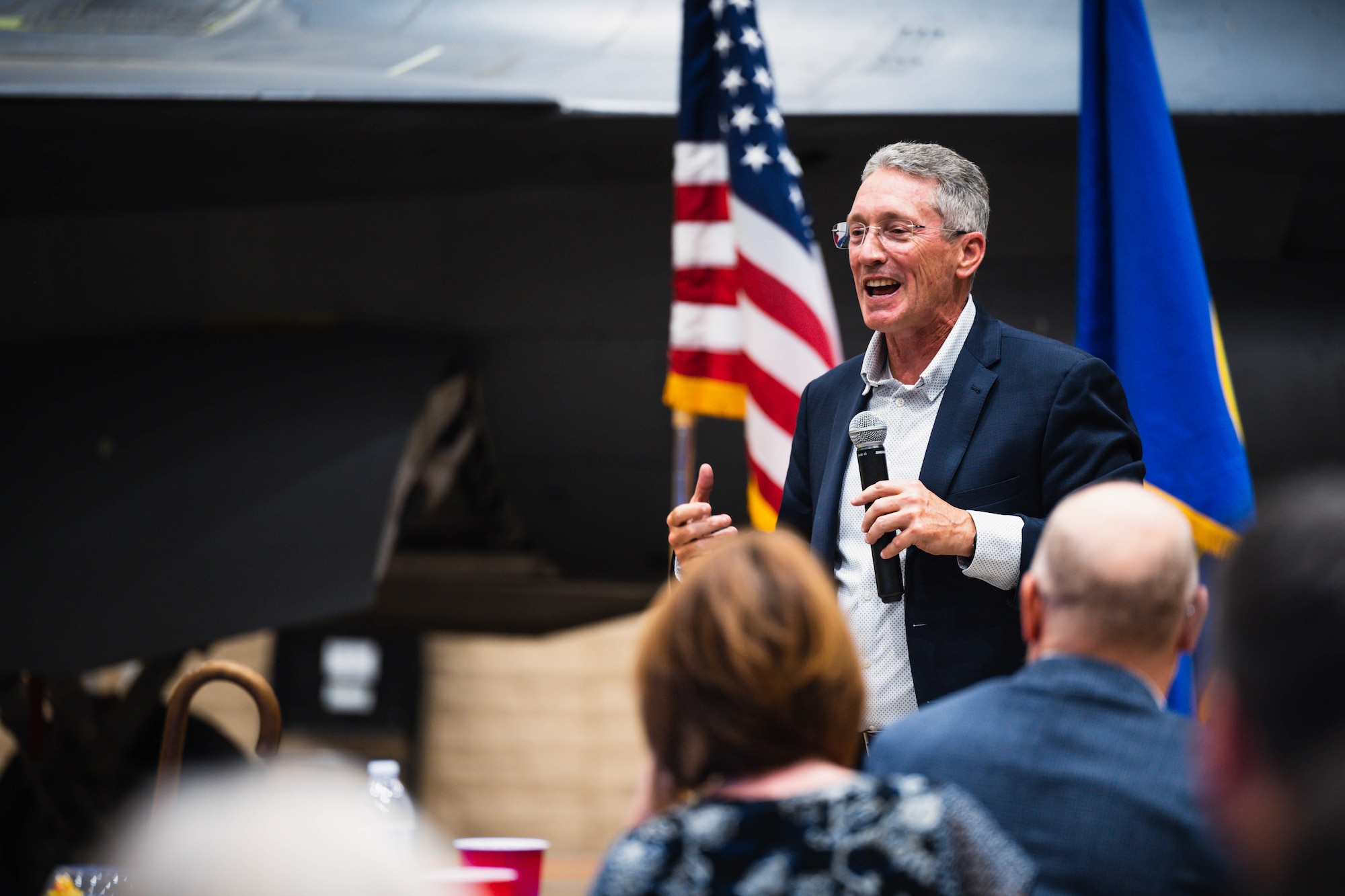 Michael Rothstein, retired U.S. Air Force major general, speaks at the final 309th Fighter Squadron graduation for F-16 Fighting Falcon pilots.
