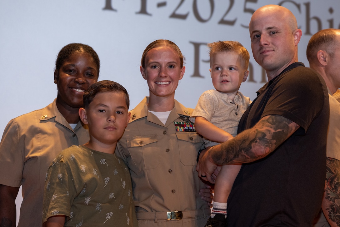 U.S. Navy Chief Petty Officer Jennifer McKenna, a newly appointed Chief Petty Officer with 2d Battalion, 2d Marine Regiment, 2d Marine Division, and a Clio, Michigan native, poses for a photo during a Chief Petty Officer pinning ceremony on Marine Corps Base Camp Lejeune, North Carolina, Sept. 27, 2024. Established by the Navy in 1893, the distinction for Chief Petty Officer was marked by changes in uniform and authority, with Chief Selects completing a six-week initiation that included physical fitness, team-building, and leadership training. (U.S. Marine Corps photo by Cpl. Alexis Sanchez)