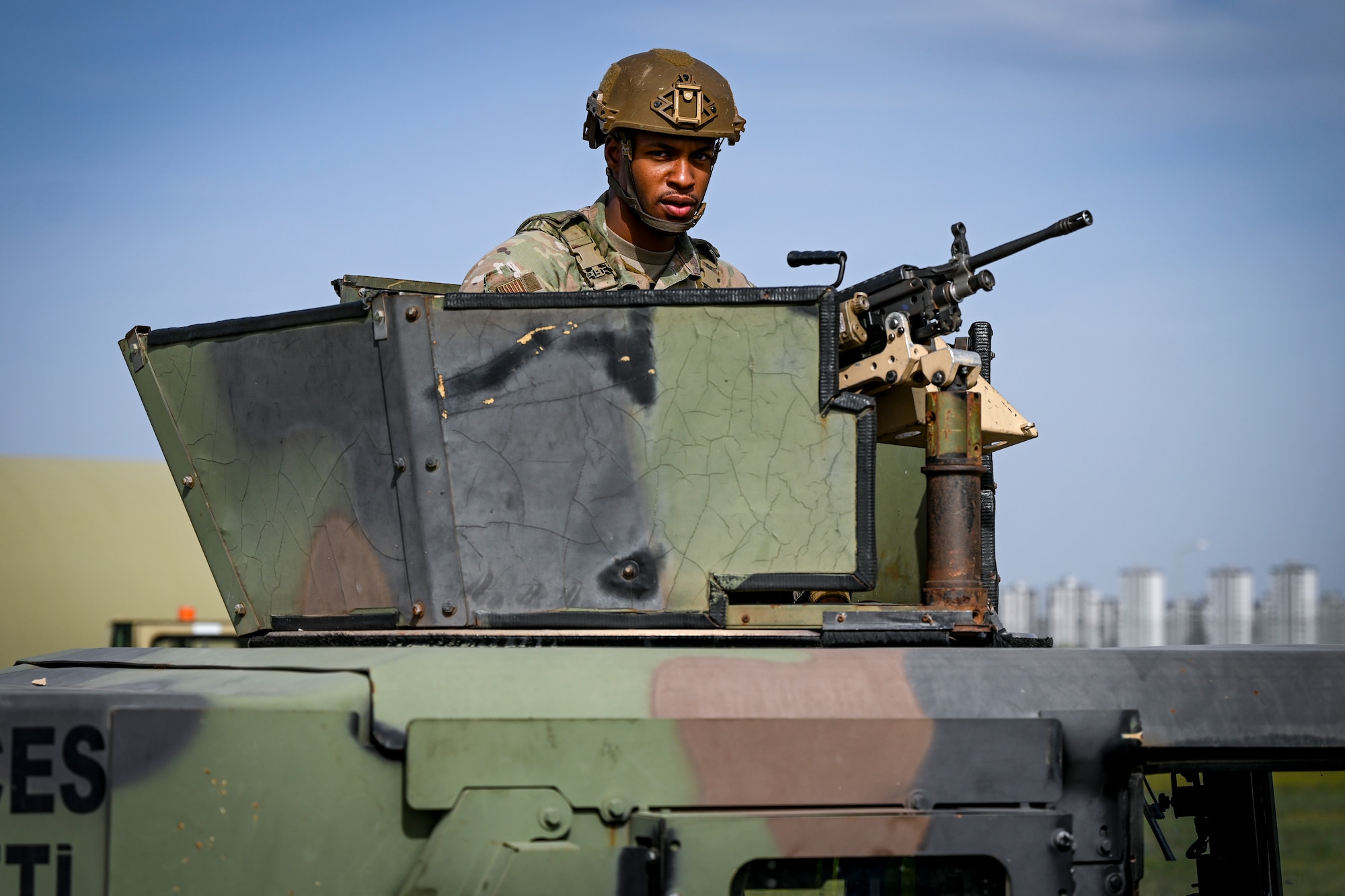 A U.S. Air Force Airman participates in a training exercise