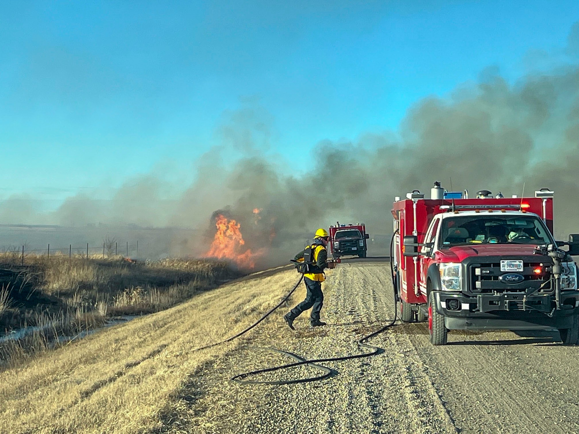 319th CES responds to three mutual aid requests, assists with local fire response