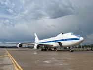 An E-4B Nightwatch sits on Offutt Air Force Base, Neb., September 9, 2023. The E-4B serves as the National Airborne Operations Center and is a key component of the National Military Command System for the President, the Secretary of Defense and the Joint Chiefs of Staff.
