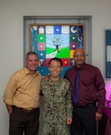 241120-N-BP862-2015 PORTSMOUTH, Va. (Nov. 20, 2024) Martin White, a project manager, Lt. Hyun Namkung, a Division Officer at Chaplain Spiritual Readiness Office (CSRO), and Derek Murray, a certified Six Sigma Black Belt with Naval Medical Forces Atlantic Improvement Sciences post for a photo in the chapel on board Naval Support Activity (NSA) Hampton Roads - Portsmouth Annex, Nov. 20, 2024. The trio worked together as part of the Navy’s 