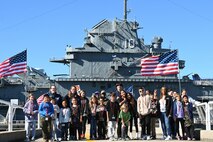 Children stand for a picture at Patriots Point Naval & Maritime Museum.