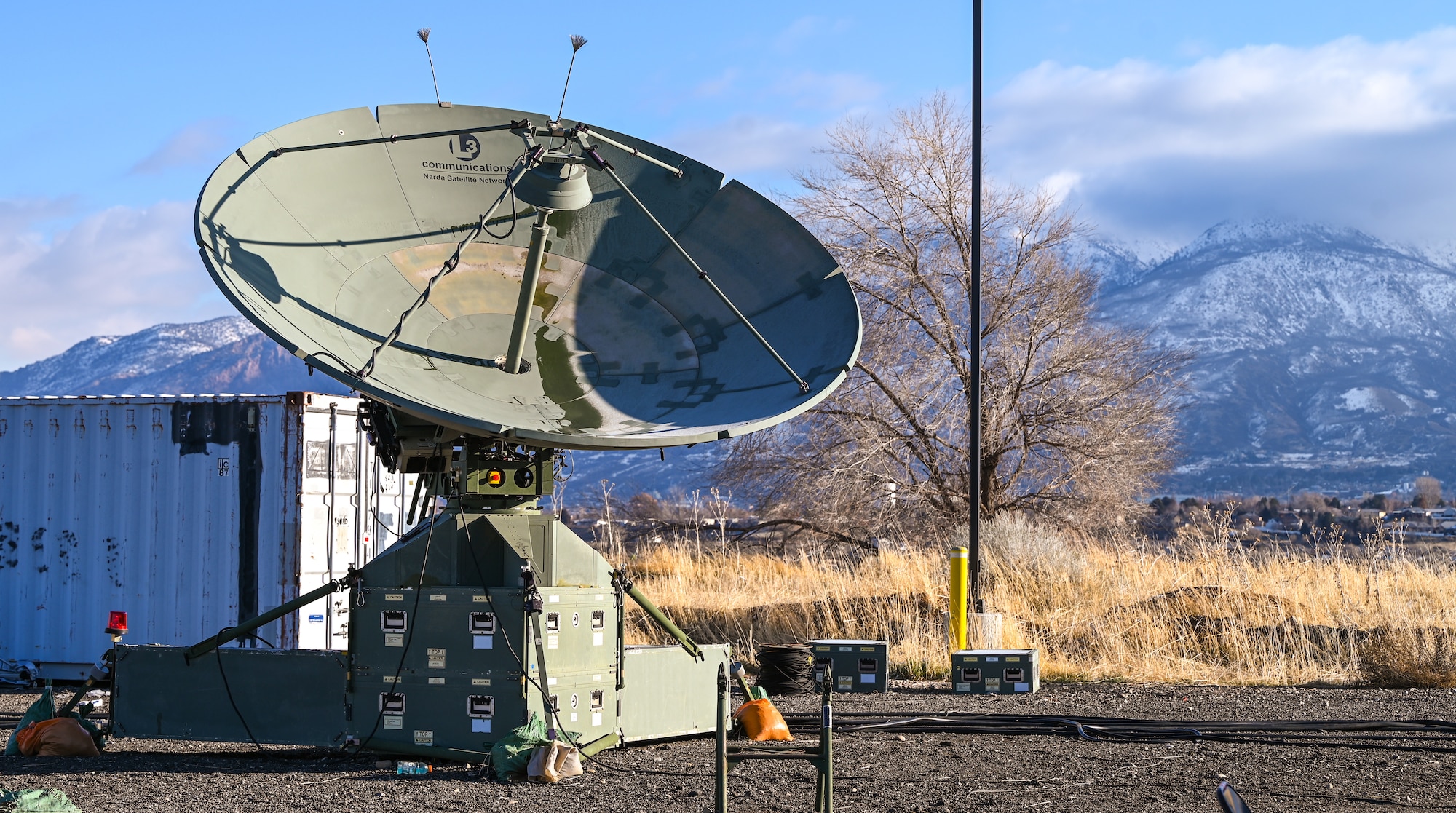 A satellite communications terminal stands ready for operations during the 729th Air Control Squadron’s deployment readiness training at Hill Air Force Base, Utah, Jan. 13, 2025. Satellite systems play a key role in distributed command and control.
(U.S. Air Force photo by Garrett N. Cole)