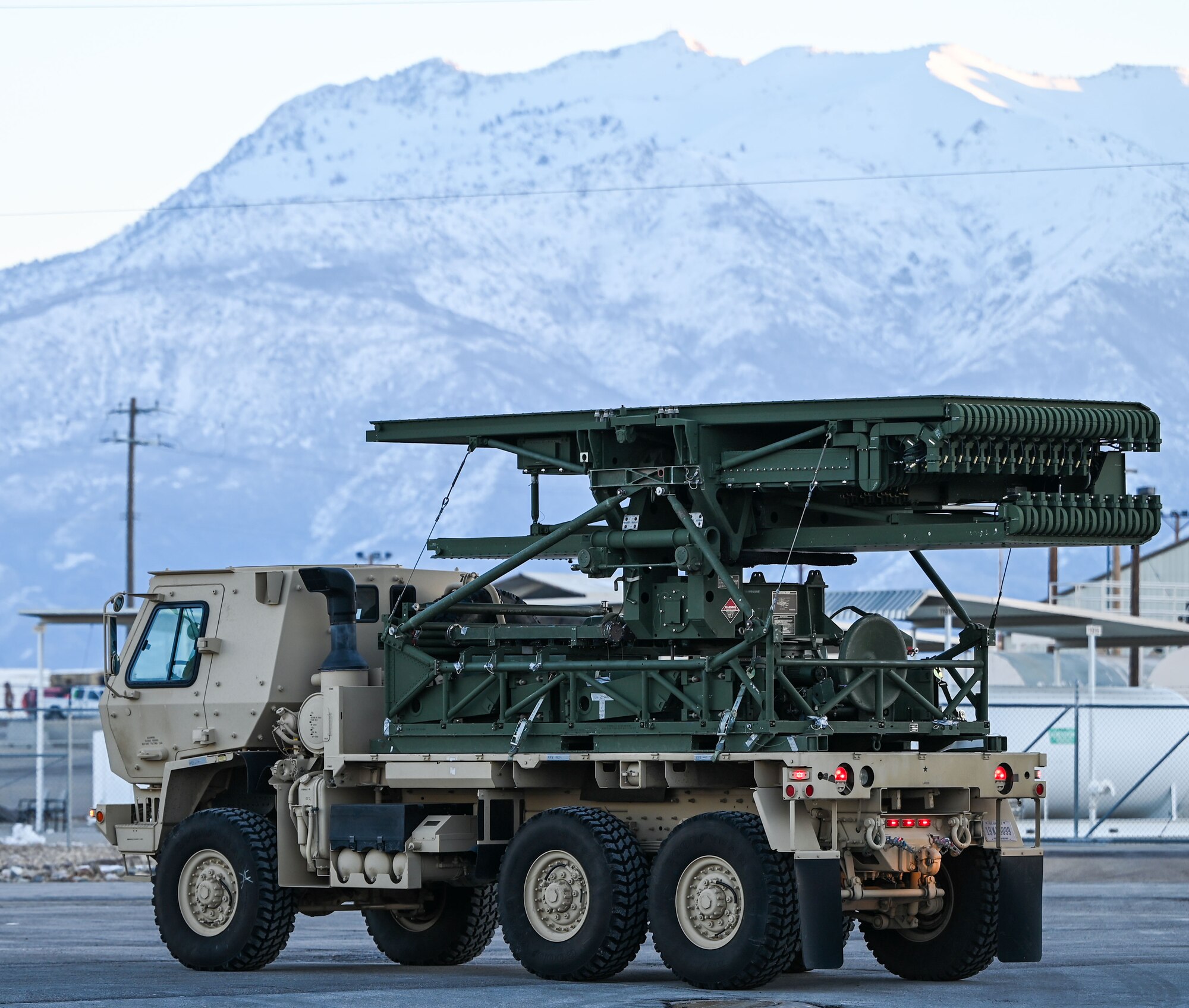 A convoy of vehicles from the 729th Air Control Squadron departs Hill Air Force Base, Utah, Jan. 15, 2025. The movement was part of a training inspection ahead of Red Flag 25-1.
(U.S. Air Force photo by Garrett N. Cole)