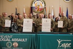 Maj. Gen. John C. Andonie, Commanding General (Interim) of the D.C. National Guard, joins senior leaders of the District of Columbia Army National Guard, and 113th Wing D.C. Air National Guard for a Sexual Assault Awareness Month Proclamation Signing Ceremony at the D.C. Armory, on April 2, 2025. Sexual assault and sexual harassment erode the fabric the National Guard, breaking the sacred trust of our Nation, Service Members, Civilians, and their families. The National Guard continues to take bold actions on victim care, support, accountability, prevention, and climate and culture, so that we can eradicate sexual assault and sexual harassment once and for all.