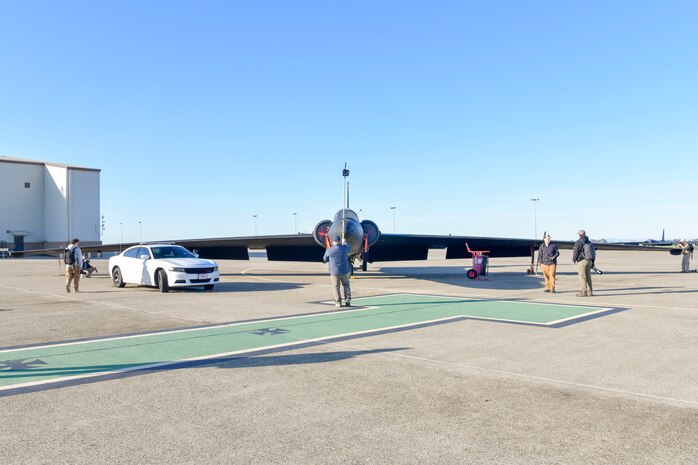 Local media, major news outlets, and aviation influencers document a U-2 Dragon Lady and a chase car at Beale Air Force Base, California, during a media day, April 2, 2025.