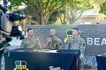 The Beale Air & Space Expo 2025 committee interview with local media, major news outlets, and aviation influencers at Beale Air Force Base, California, during a media day, April 2, 2025.