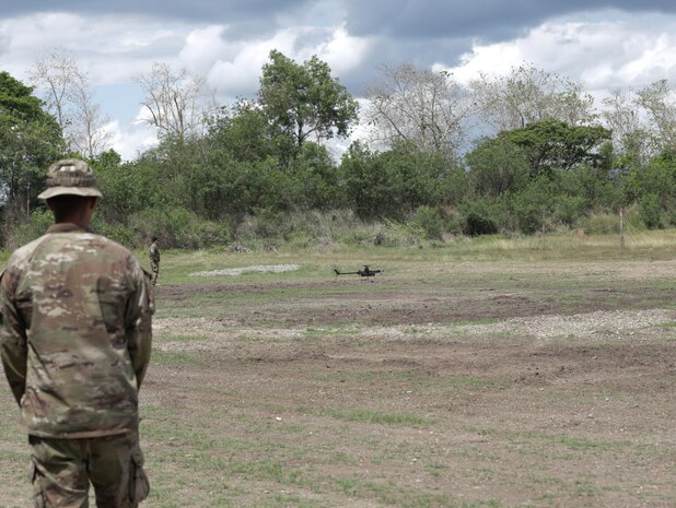 Philippine Army Soldiers from the 5th and 7th Infantry Divisions and U.S. Army Soldiers from the 2nd Infantry 2nd Infantry Brigade Combat Team, 25th Infantry Division, participate in a subject matter expert exchange (SMEE) focused on Unmanned Aircraft Systems (UAS) operations during Salaknib 2025 at Fort Magsaysay, Philippines, on March 26, 2025.