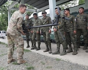 Philippine Army Soldiers from the 5th and 7th Infantry Divisions and U.S. Army Soldiers from the 2nd Infantry 2nd Infantry Brigade Combat Team, 25th Infantry Division, participate in a subject matter expert exchange (SMEE) focused on Unmanned Aircraft Systems (UAS) operations during Salaknib 2025 at Fort Magsaysay, Philippines, on March 26, 2025.
