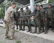 Philippine Army Soldiers from the 5th and 7th Infantry Divisions and U.S. Army Soldiers from the 2nd Infantry 2nd Infantry Brigade Combat Team, 25th Infantry Division, participate in a subject matter expert exchange (SMEE) focused on Unmanned Aircraft Systems (UAS) operations during Salaknib 2025 at Fort Magsaysay, Philippines, on March 26, 2025.