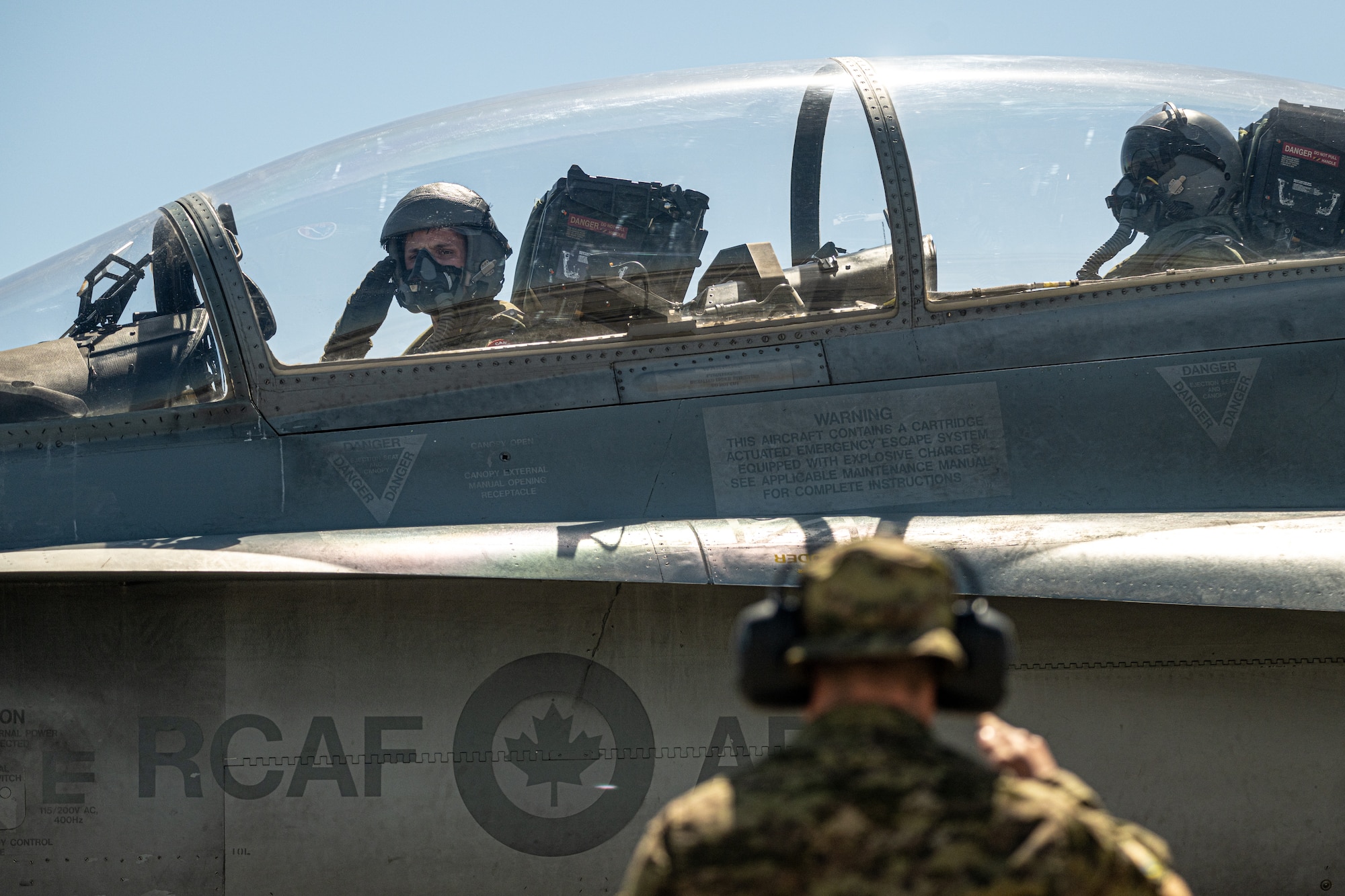 An Airman prepares to take off.