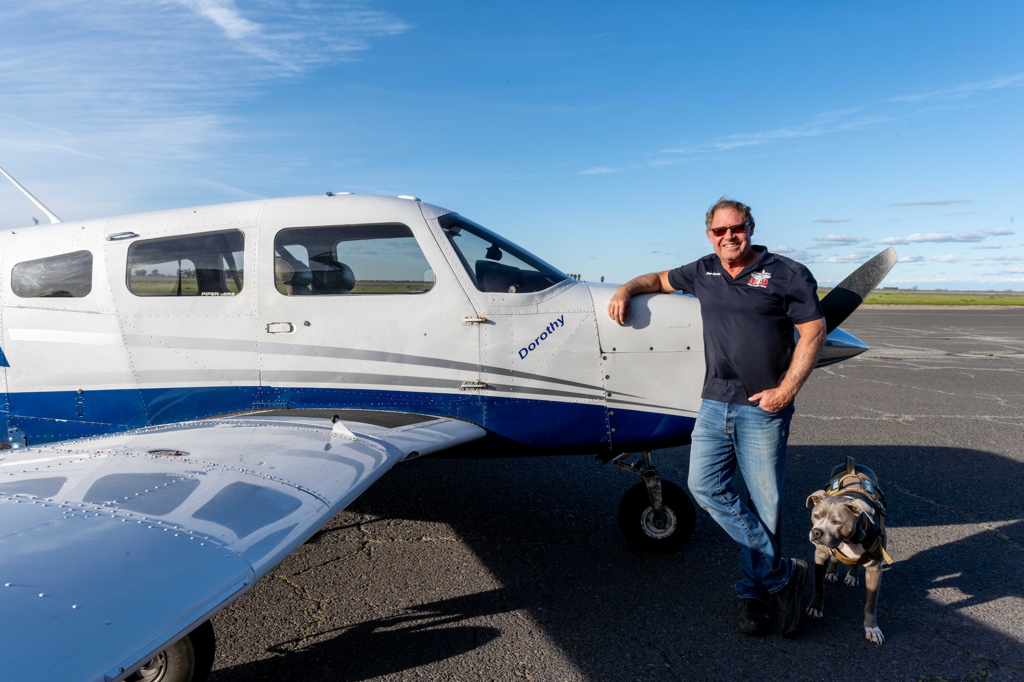 Travis Air Force Base Aero Club manager stands with a Piper Archer III at Rio Vista Municipal Airport