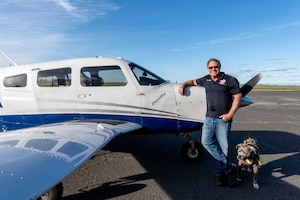 Travis Air Force Base Aero Club manager stands with a Piper Archer III at Rio Vista Municipal Airport
