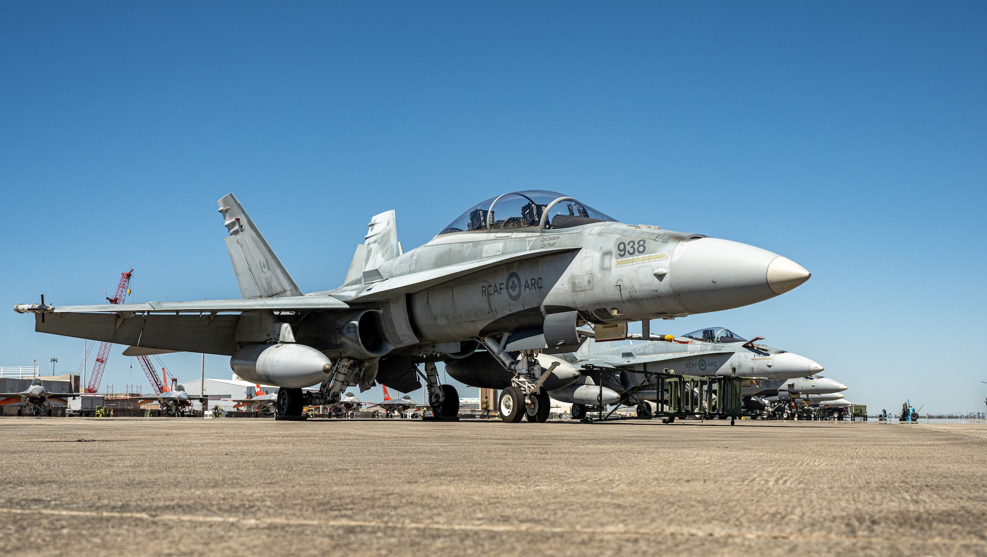 Canadian aircraft sit on the flight line