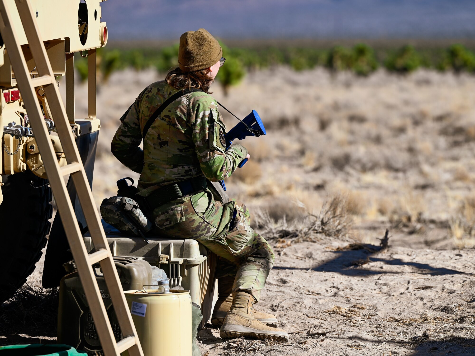An Airman monitors operations in a field environment during a mock deployment at Hill Air Force Base, Utah, Feb. 4, 2025. The 729th Air Control Squadron is training for Red Flag 25-2 and Bamboo Eagle.
(U.S. Air Force photo by Garrett N. Cole)