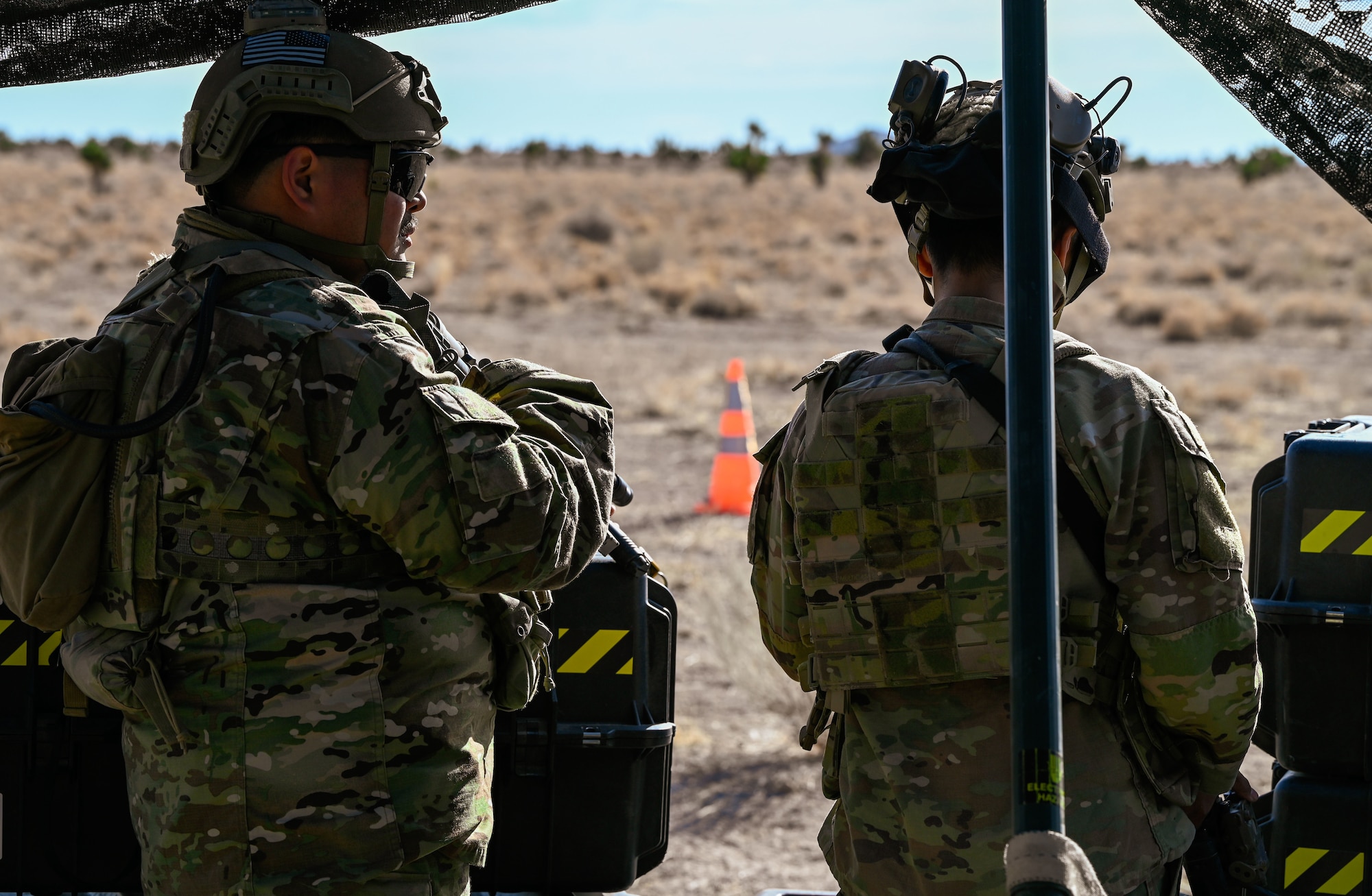 Airmen prepare to monitor simulated battlefield operations under camouflage cover during a mock deployment at Hill Air Force Base, Utah, Feb. 4, 2025. The 729th Air Control Squadron is focused on mission readiness.
(U.S. Air Force photo by Garrett N. Cole)